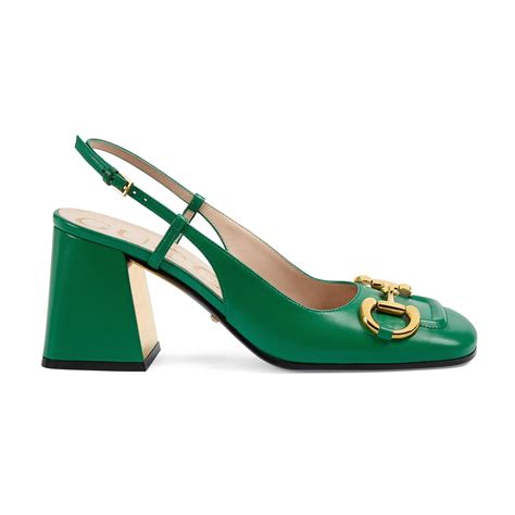 Gucci Mid Heel Slingback With Horsebit In Green Lyst
