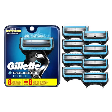 gillette proglide chill mens razor blade refills 8 count cooling technology chills skin