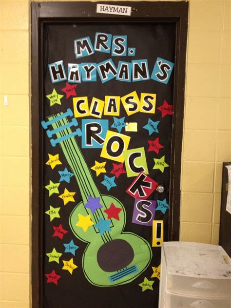 Rockstar Themed Door Pinning So I Can Remember What I Did For Next Year