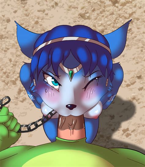 Rule 34 Anthro Areola Arms Behind Back Bangs Blue Hair Canine Chain