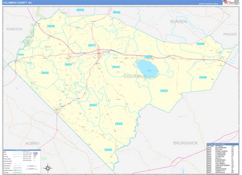 Columbus County Nc Zip Code Maps Basic