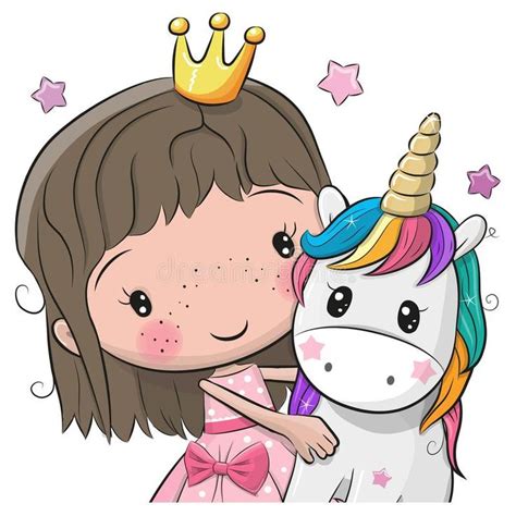 Greeting Card With Fairy Tale Princess And Unicorn Greeting Card With