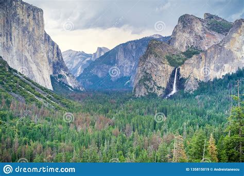 Yosemite Valley As Seen From Tunnel View Vista Point On A Stormy Summer