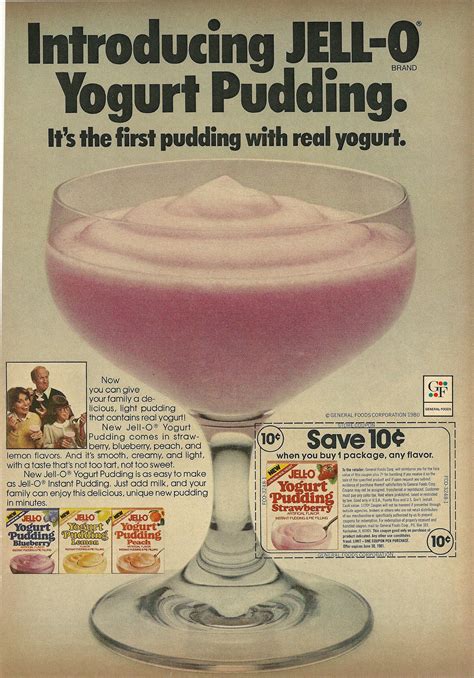 1980 Jello Yogurt Pudding Vintage Print Ad Vintage Ads Jell O