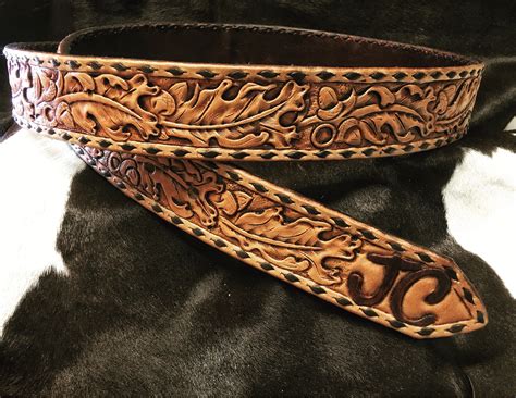 Made To Order Custom Hand Carved Hand Tooled Leather Belt Etsy