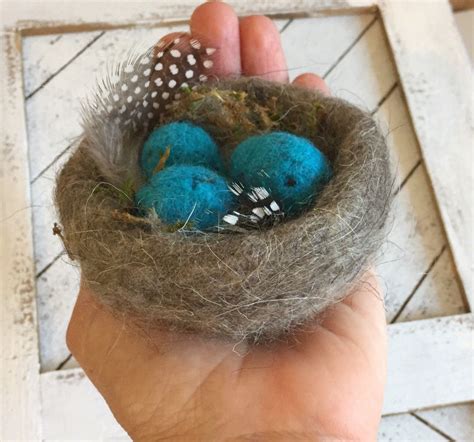 Needle Felted Bird Nest Turquoise Eggs Needle Felting Kit New Etsy Uk