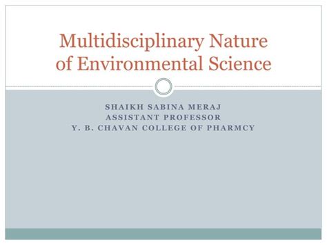 Multidisciplinary Nature Of Enviroment