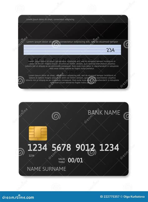 Credit Card Black Debit Cards With Gold Chip Realistic Front And Back