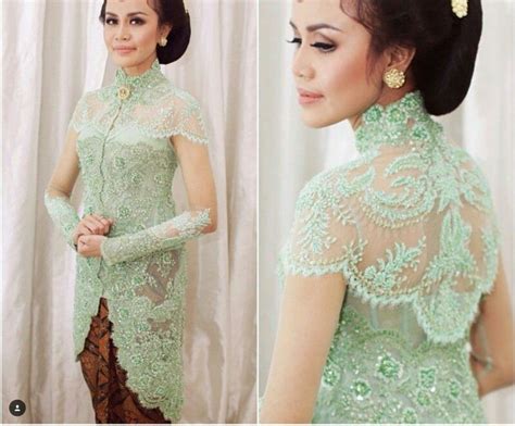 baju kebaya renda hijau daun baju busana muslim pria wanita