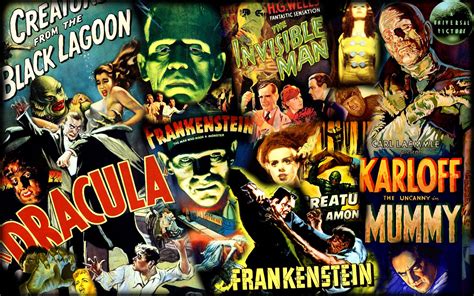 Universal Monsters Poster Collage Wallpaper Films D Horreur Classiques Monstres Classiques