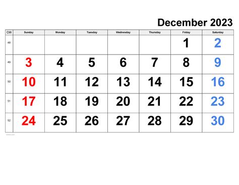 December 2023 Calendar By Week Get Calendar 2023 Update