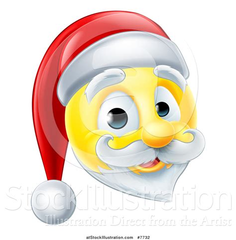 Vector Illustration Of A 3d Christmas Santa Yellow Smiley Emoji
