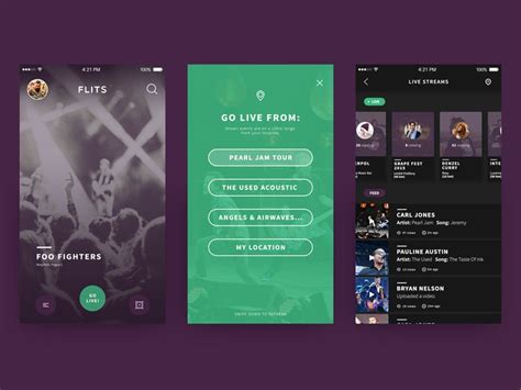 Drag and drop elements to create a unique ui. Music Live Streaming App - Home, Start Stream & Live ...