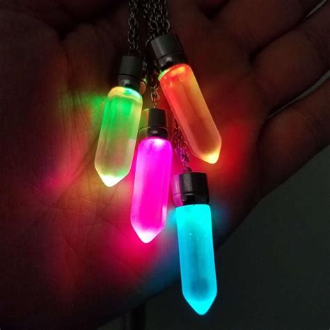 Led Light Up Crystal Pendant Necklace Glow Crystal Jewelry Necklace Multi Color Glow
