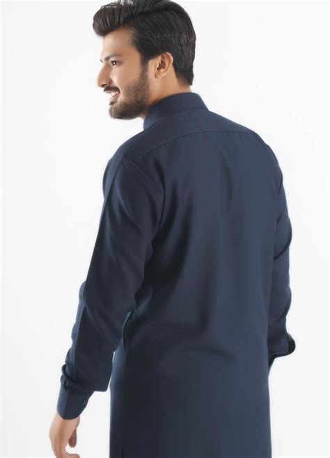 Buy Shahzeb Saeed Cotton Formal Kameez Shalwar For Men Navy Blue Sk