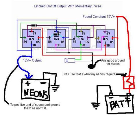 12 volt latching relay wiring diagram. Latching Relay, and momentary switch.
