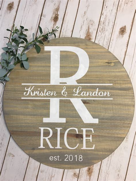 Personalized Wooden Sign Round Wood Sign Last Name Sign Etsy