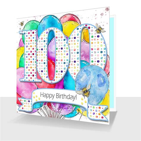 100th Birthday Card Balloons Happy 100th Birthday