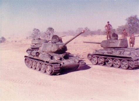 South African Troopers With Captured Angolan T34 Tanks During The
