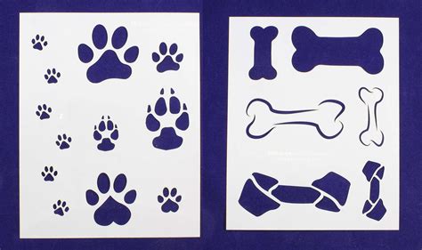 Dog Bonepaw Print 2 Piece Stencil Set 14 Mil 8 X 10 Painting Crafts