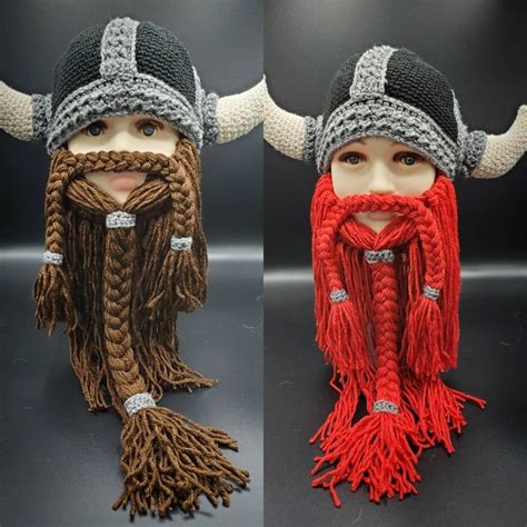 Vikingdwarf Inspired Crochet Helmet And Beard Etsy Leif Erikson Day