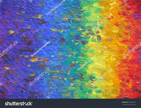 Abstract Rainbow Painting Acrylic Color On Stock