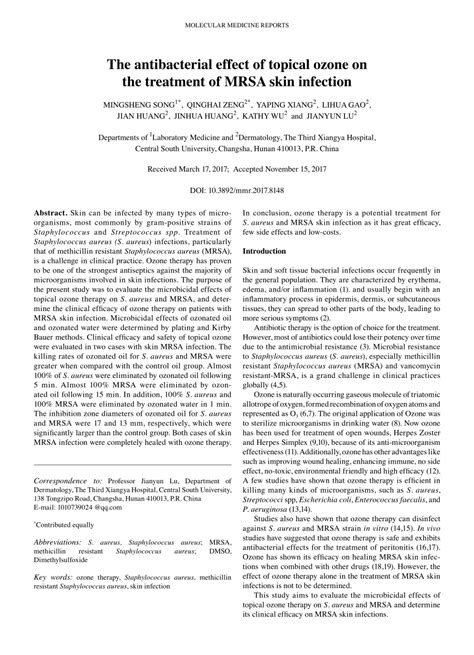 PDF The Antibacterial Effect Of Topical Ozone On The Treatment Of