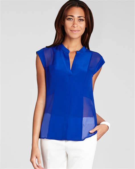 Lyst Bcbgmaxazria Blouse Addison Silk In Blue