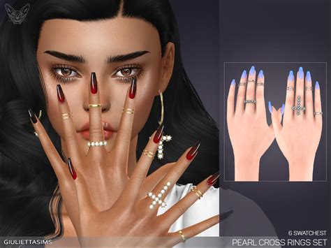Sims 4 Pearl Cross Rings Set By Feyona The Sims Book