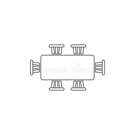 Dining Table And Chairs Top View Vector Icon Symbol Isolated On White