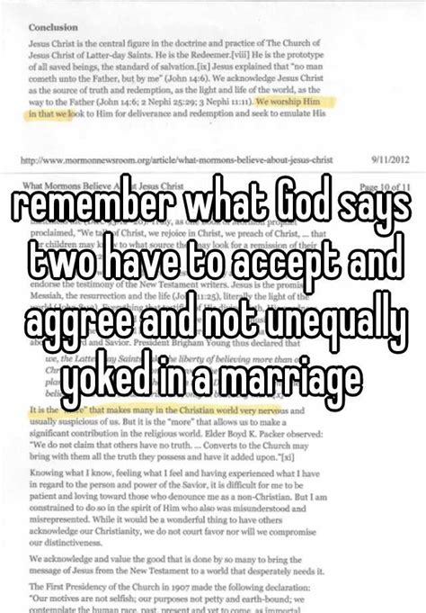 Remember What God Says Two Have To Accept And Aggree And Not Unequally Yoked In A Marriage