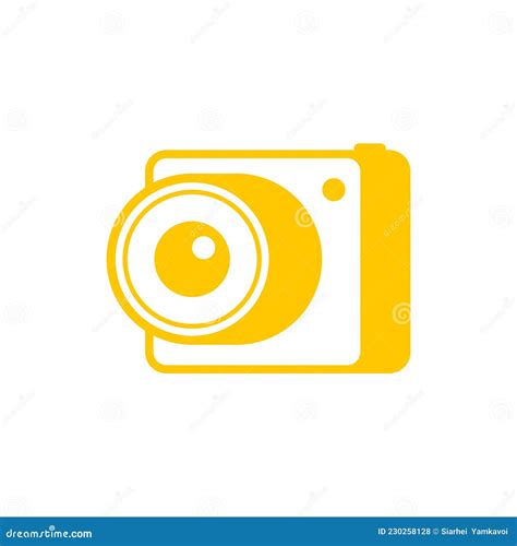 Yellow Camera Icon Vector Illustration On Blank Background Stock