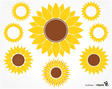 Sunflower svg, monogram svg | svg, png, eps, dxf, pdf | ClipInk