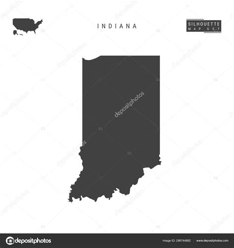 Indiana Us State Vector Map Isolated On White Background High Detailed