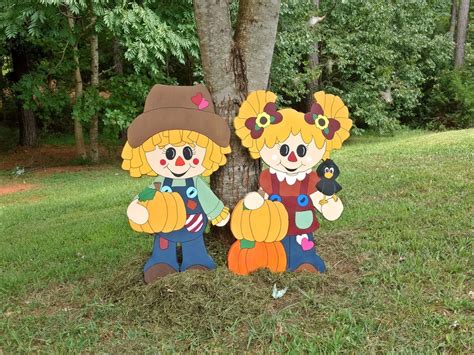 Cute Scarecrow Kids Thanksgiving Fall Yard Art Etsy