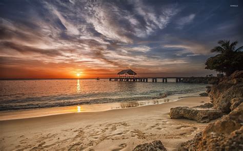 Sunset Over The Beach Wallpapers Wallpaper Cave