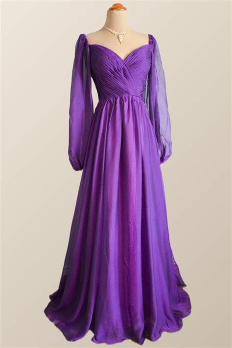 The Elegant Purple A Line Long Formal Dress Features A Sweetheart Neck