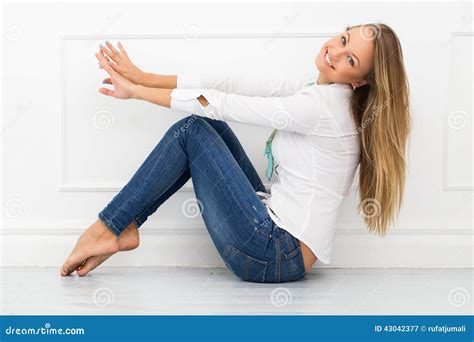 Beautiful Girl On The Floor Stock Image Image Of Lifestyle Beauty 43042377
