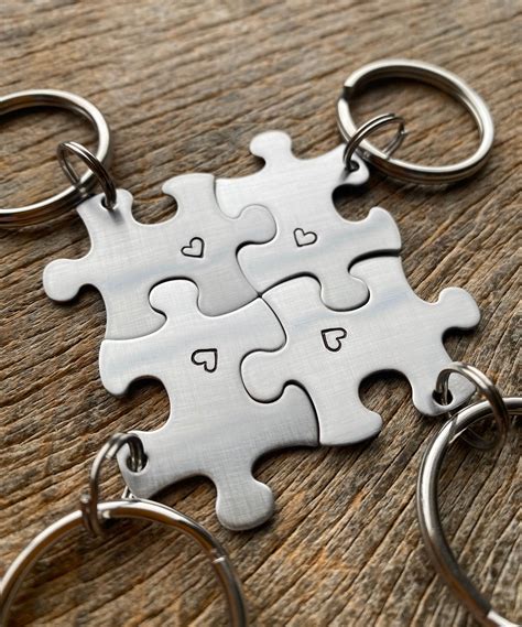 Customized Heart Puzzle Piece Key Chain Personalized Best Friends