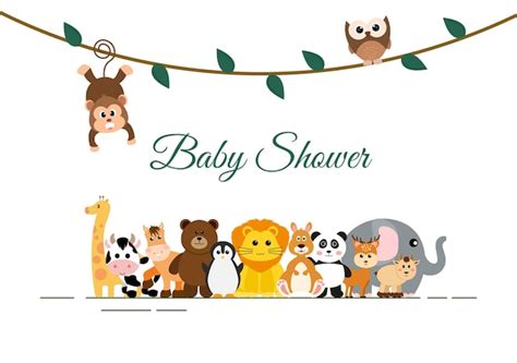 Premium Vector Baby Shower Little Boy Or Girl With Cute Jungle