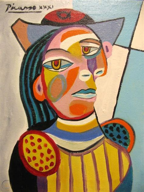 Pablo Picasso Colorful Cubism Art Signed Artwork Signed Painting
