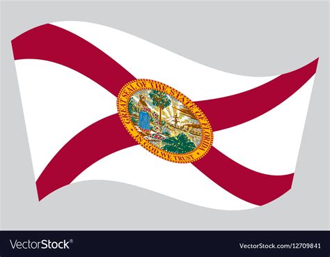 Flag Of Florida Waving On Gray Background Vector Image