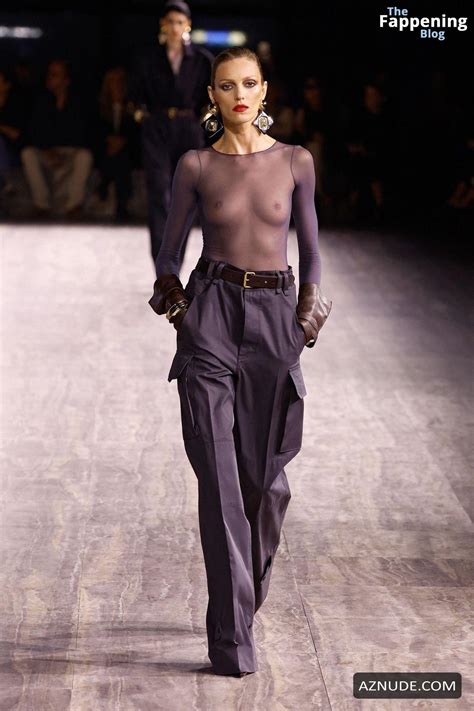 Title Anja Rubik Displays Her Sexy Tits At The Saint Laurent Fashion