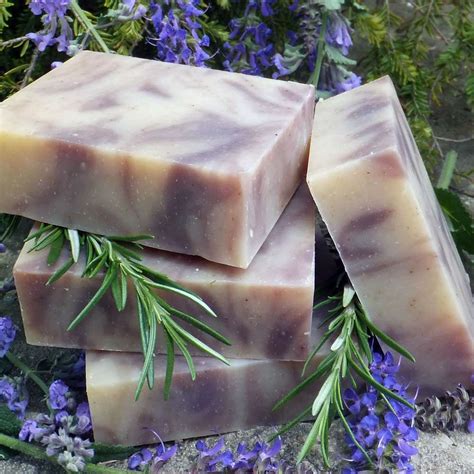 Artisan soaps created with coloring from clays, spices, garden produce and natures flowers. Natural Soap: Lavender Rosemary | Chagrin Valley Soap