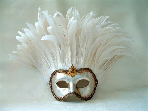 Incas White Feathers Venetian Masks 1001 Venetian Masks