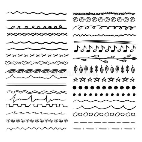 Vector Doodle Sketched Decorative Elements Drawn Divider Lines