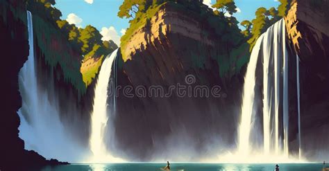 Landscape Waterfalls In The Mountains Cliffs Meditation Scenery