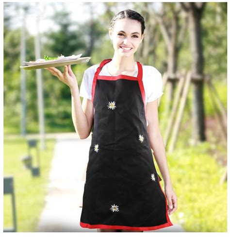 Apron Cotton Embroidered Flowers Womens Funny Cooking Chefs Aprons