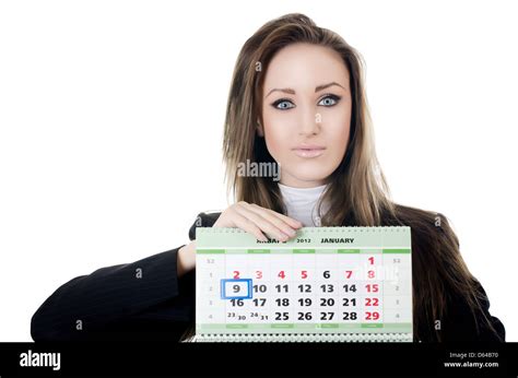 The Business Woman With A Calendar Stock Photo Alamy