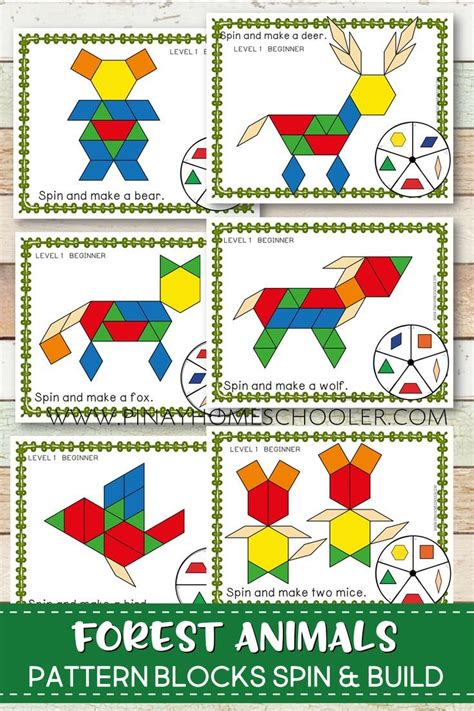 Create beautiful 2D forest animal pictures with these pattern block